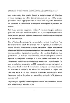 Stratégies de management communautaire des ressources en eau