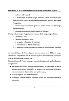 Stratégies de management communautaire des ressources en eau