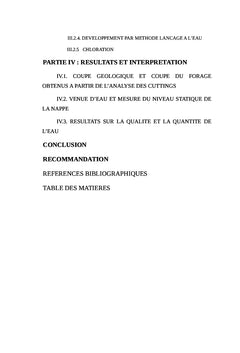 Exploitation des eaux souterraines par forage manuel