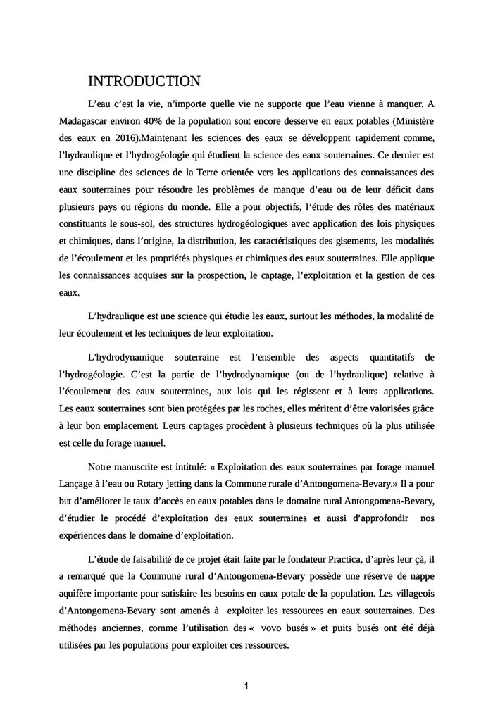 Exploitation des eaux souterraines par forage manuel