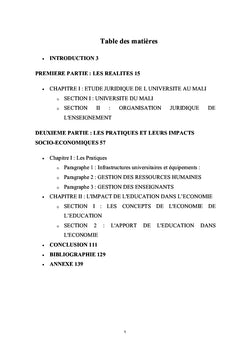 Mode de Gestion Universitaire au Mali