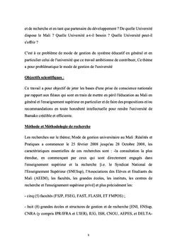 Mode de Gestion Universitaire au Mali