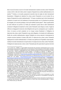 La répression des crimes contre l'humanité en droit international