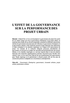 L'effet de la gouvernance sur la performance des projets urbains