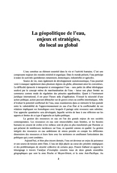 La géopolitique de l'eau, enjeux et stratégies, du local au global