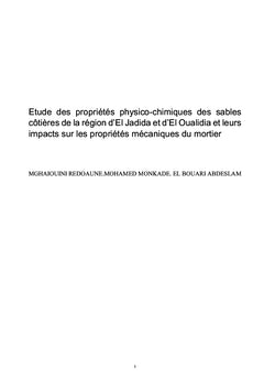 Étude minéralogique et chimique des sables