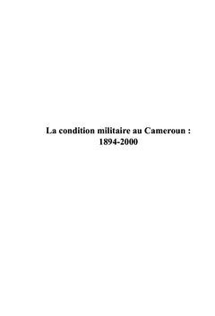La condition militaire au Cameroun 1894-2000