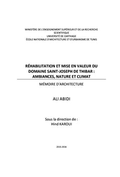 Réhabilitation et Mise en valeur du domaine Saint-Joseph de Thibar