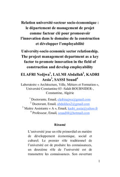 La relation de l'université-secteur socio-économique