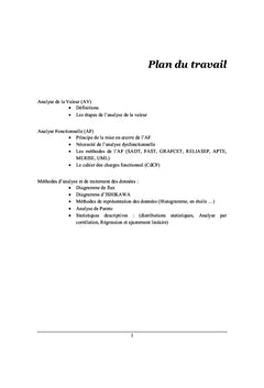 Analyse Fonctionnelle et de la Valeur