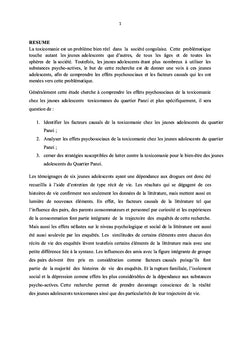 La toxicomanie chez les jeunes adolescents dans le quartier Panzi