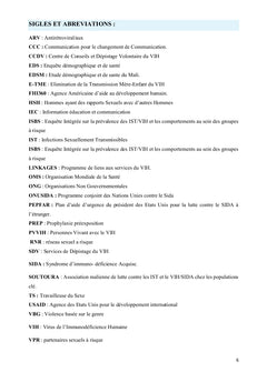 Facteurs exposant les contacts des travailleuses de sexe VIH+ au Mali