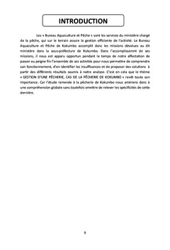 Gestion d'une pêcherie, cas de la pêcherie de Kokumbo