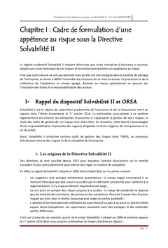 Formulation d'une appétence au risque sous Solvabilité II