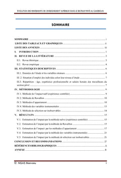 Evolution des rendements de l'enseignement supérieur