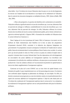 Evolution des rendements de l'enseignement supérieur