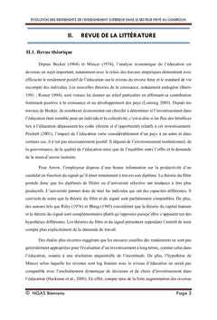 Evolution des rendements de l'enseignement supérieur
