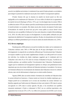 Evolution des rendements de l'enseignement supérieur