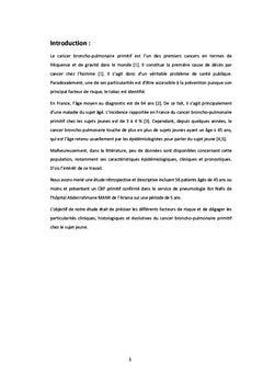 Le cancer bronchopulmonaire du sujet jeune