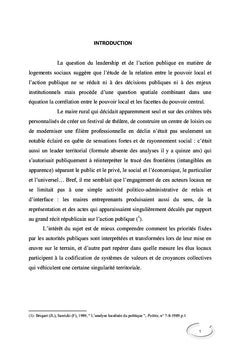 Leadership local et action publique