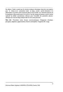 Incidence du Changement climatique