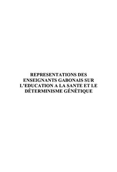 Représentations des enseignants gabonais sur l'éducation à la santé