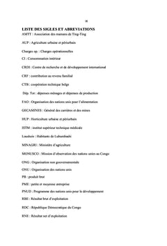 Analyse de la performance des exploitations maraîchères à Lubumbashi