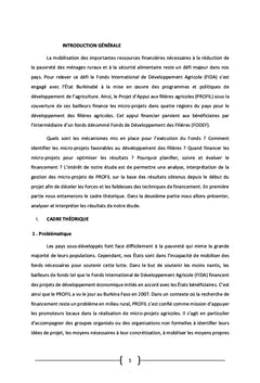 Analyse des mécanismes de financement des micro-projets