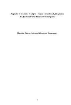 Diagnostic du Syndrome de Sjögren