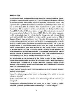 La gestion des déchets solides ménagers à Alexandrie en Egypte