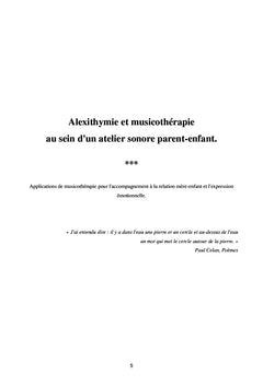 Alexithymie et Musicothérapie : atelier sonore parent-enfant