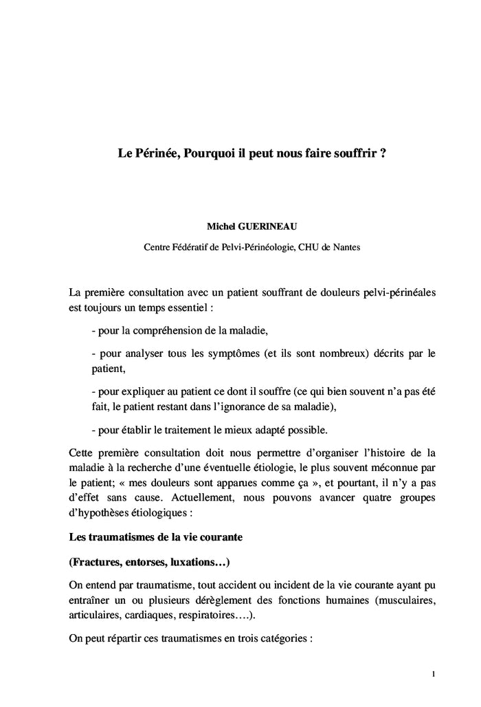 Apport Kinésithérapie antalgique dans le syndrome pelvien douloureux