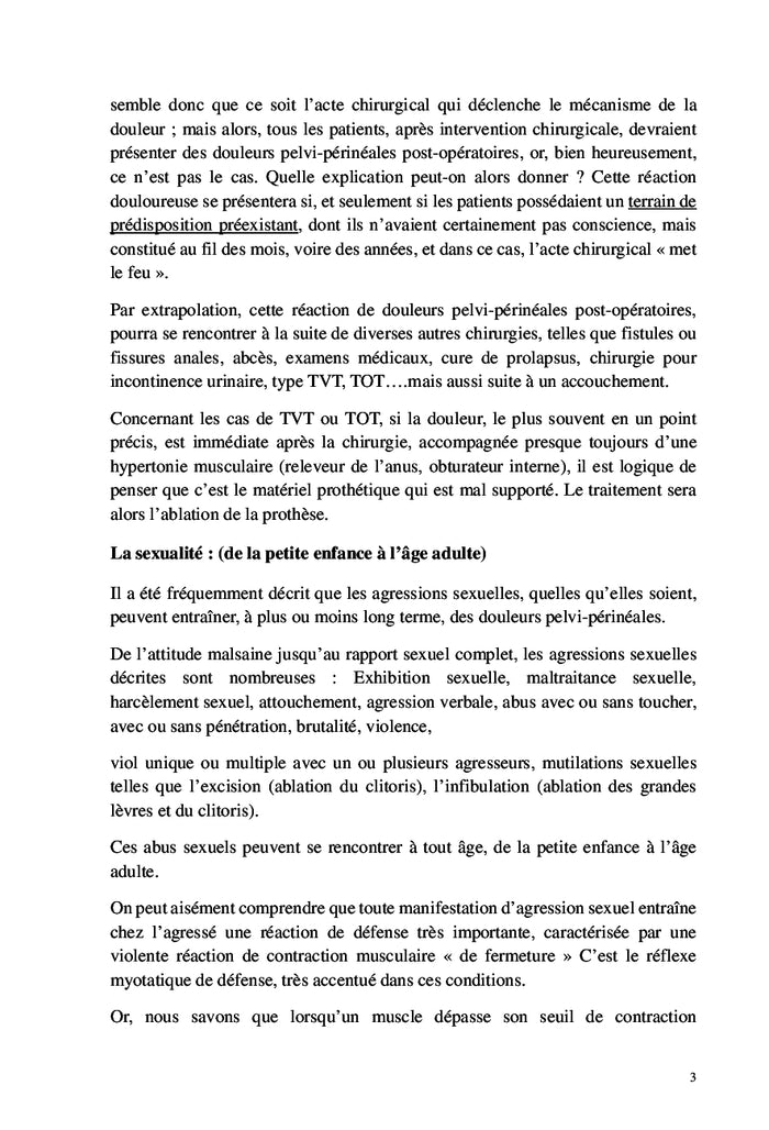 Apport Kinésithérapie antalgique dans le syndrome pelvien douloureux