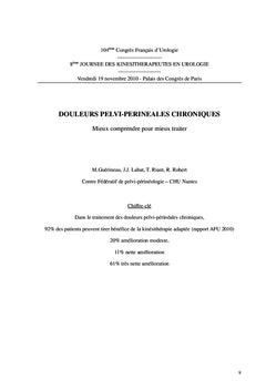 Apport Kinésithérapie antalgique dans le syndrome pelvien douloureux