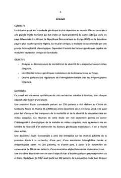 Base génétique du polymorphisme clinique de la drépanocytose au Congo