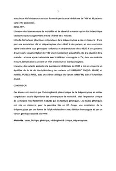 Base génétique du polymorphisme clinique de la drépanocytose au Congo