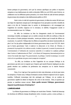 Éthique, gouvernance et performance: quel lien?