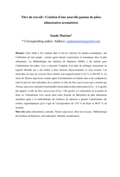 Création d'une nouvelle gamme de pâtes alimentaires aromatisées