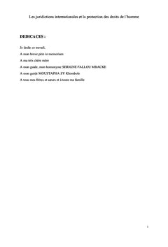 Les juridictions internationales et la protection des droits de l'homme
