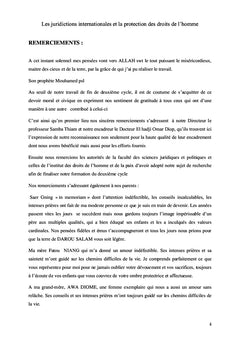 Les juridictions internationales et la protection des droits de l'homme