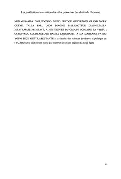 Les juridictions internationales et la protection des droits de l'homme