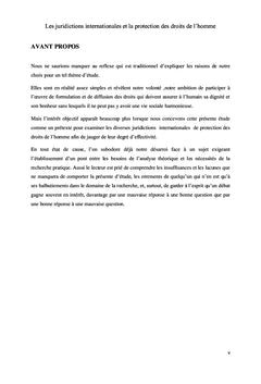 Les juridictions internationales et la protection des droits de l'homme