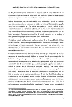 Les juridictions internationales et la protection des droits de l'homme