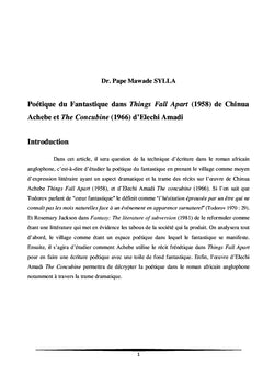 Poétique du fantastique dans le roman africain anglophone