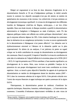 Analyse de la contribution de la décentralisation au développement