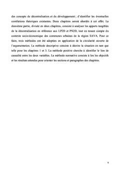 Analyse de la contribution de la décentralisation au développement