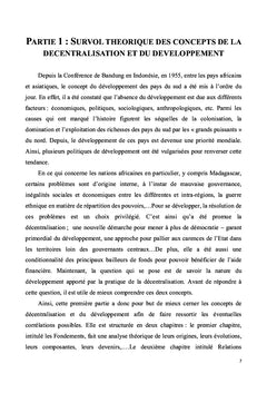 Analyse de la contribution de la décentralisation au développement