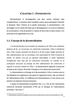 Analyse de la contribution de la décentralisation au développement