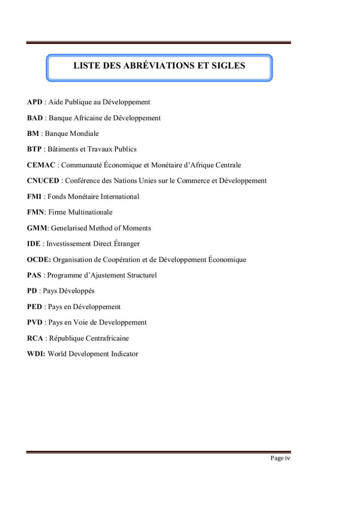 Effets des Investissements directs étrangers sur les investissements domestiques...