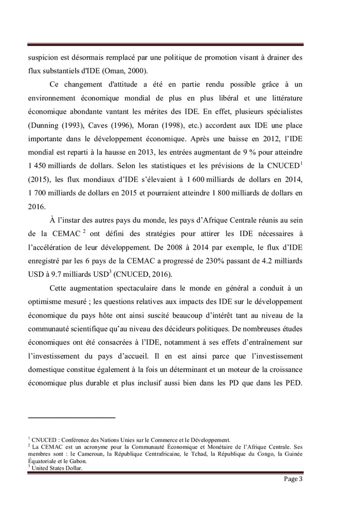 Effets des Investissements directs étrangers sur les investissements domestiques...